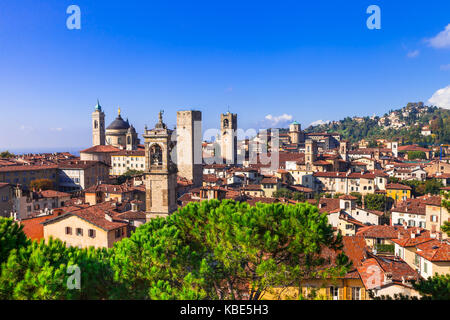Old Bergamo medieval town,Lombardia,panoramic view,Italy. Stock Photo
