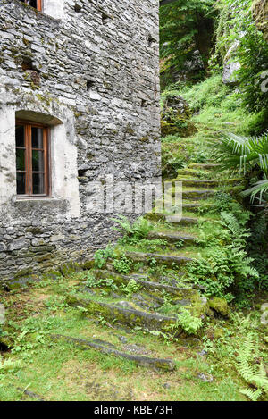 Typical grotto at Cevio on Maggia valley in the Swiss alps Stock Photo