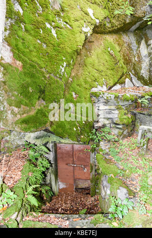 Typical grotto at Cevio on Maggia valley in the Swiss alps Stock Photo