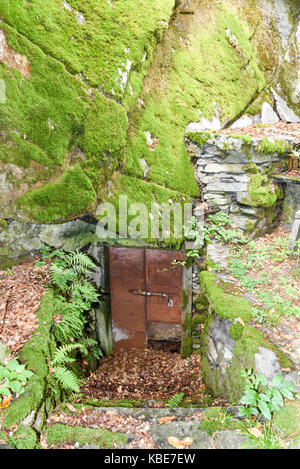 Typical grotto at Cevio on Maggia valley in the Swiss alps Stock Photo