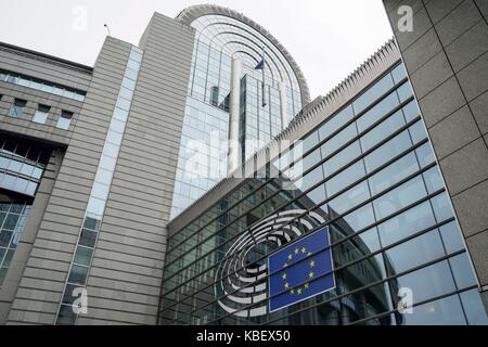 Belgium: EU logo at European Parliament in Brussels. Photo from 12. August 2017. | usage worldwide Stock Photo