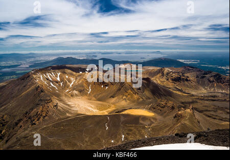 Lake Taupo and mountains of Tongariro National Park after sunset New ...