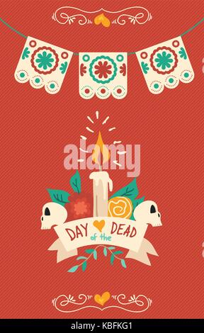 Day of the dead sugar skull illustration for mexican celebration, traditional mexico skeleton decoration with colorful art. EPS10 vector. Stock Vector