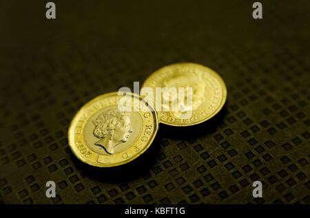 GB POUND COINS OLD AND NEW VERSION Stock Photo