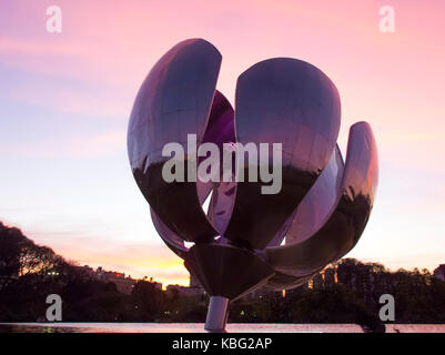 Buenos Aires, Argentina: Floralis Genérica is a sculpture made of steel and aluminum, a gift to the city by the Argentine architect Stock Photo