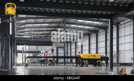 Screed Machine Used To Lay Laser Level Smooth Concrete Floor Stock
