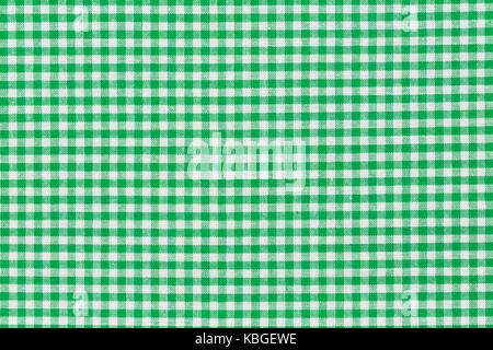 Green checkered picnic tablecloth. Stock Photo