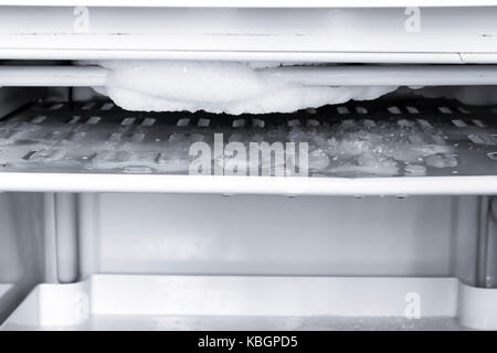 Ice in fridge. Close up. Stock Photo