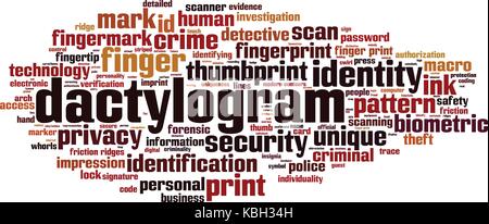 Dactylogram word cloud concept. Vector illustration Stock Vector