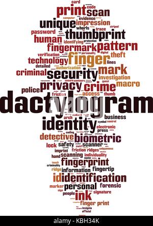 Dactylogram word cloud concept. Vector illustration Stock Vector