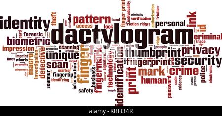 Dactylogram word cloud concept. Vector illustration Stock Vector