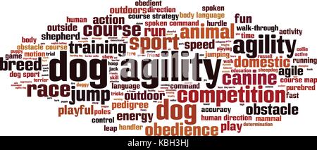 Dog agility word cloud concept. Collage made of words about dog agility ...