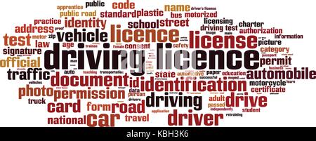 Driving license word cloud concept. Vector illustration Stock Vector