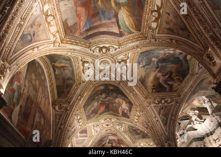 Amalfi, Italy, August 11, 2014: Amalfi Cathedral, Crypt of St. Andrew, where the saint's relics are kept in the central altar. The crypt is decorated  Stock Photo