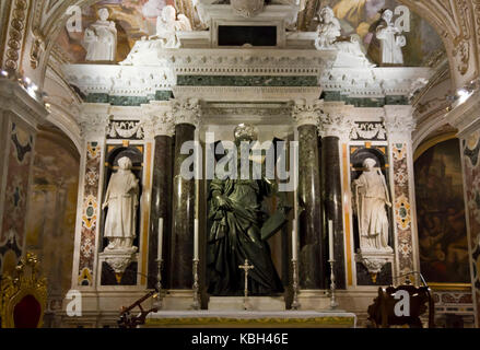 Amalfi, Italy, August 11, 2014: Amalfi Cathedral, Crypt of St. Andrew, where the saint's relics are kept in the central altar. The crypt is decorated  Stock Photo