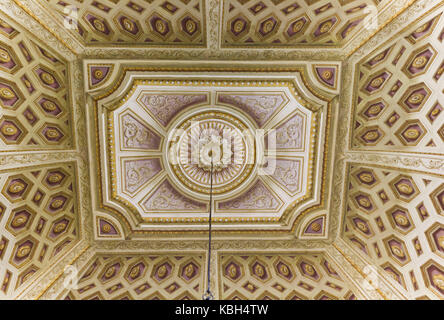 Caserta, Italy, August 14 2014: Beautiful ceiling inside the rooms of Reggia di Caserta, a Unesco world heritage site near Naples Stock Photo