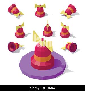 Low poly bell with a bow Stock Vector
