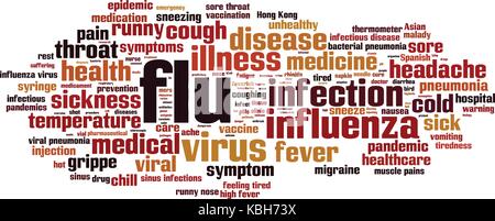 Flu word cloud concept. Vector illustration Stock Vector