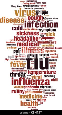 Flu word cloud concept. Vector illustration Stock Vector