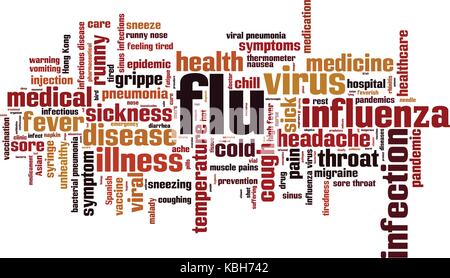 Flu word cloud concept. Vector illustration Stock Vector