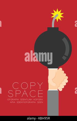 Handshake Businessman with bomb set Business Partner Connection: Risk concept idea illustration isolated on red color background, with copy space Stock Vector