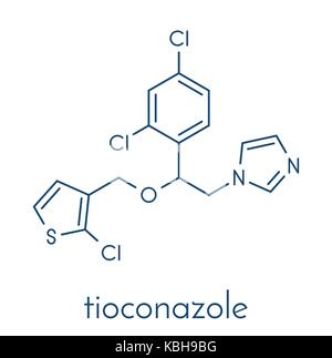 Tioconazole antifungal drug molecule. Skeletal formula. Stock Vector