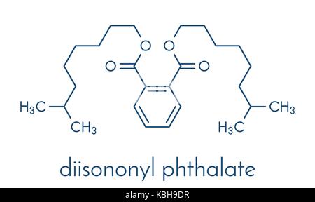 Diisononyl phthalate (DINP) plasticizer molecule. Skeletal formula. Stock Vector