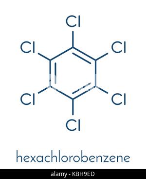 Hexachlorobenzene (perchlorobenzene, HCB) banned fungicide molecule. Persistent Organic Pollutant and probable human carcinogen Skeletal formula. Stock Vector