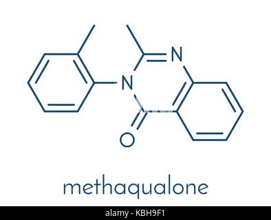 Methaqualone recreational drug, chemical structure. Skeletal formula. Stock Vector
