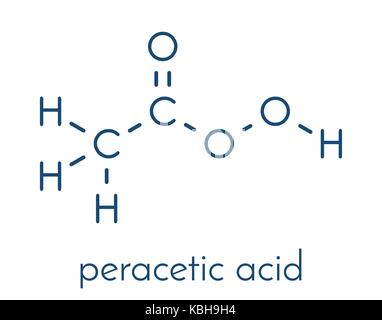 Peracetic acid (peroxyacetic acid, paa) disinfectant molecule. Organic peroxide commonly used as antimicrobial agent. Skeletal formula. Stock Vector