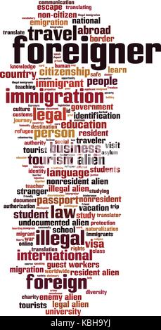 Foreigner word cloud concept. Vector illustration Stock Vector