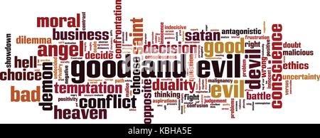 Good and evil word cloud concept. Vector illustration Stock Vector