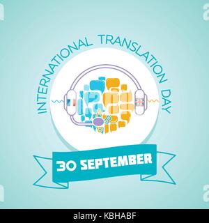 Calendar for each day on september 30. Greeting card. Holiday -International Translation Day. Icon in the linear style Stock Vector
