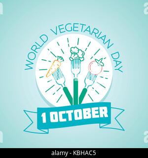 Calendar for each day on october 1. Greeting card. Holiday -  World Vegetarian Day. Icon in the linear style Stock Vector
