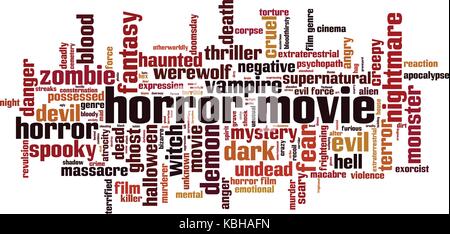 Horror movie word cloud concept. Vector illustration Stock Vector