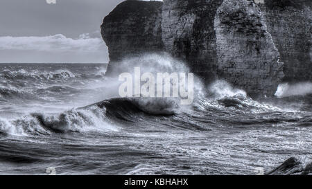 Crashing Waves during a storm mono Stock Photo