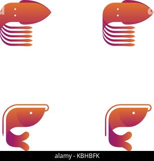 Shrimp and Squid symbol icon set orange violet gradient color design illustration isolated on white background, vector eps10 Stock Vector