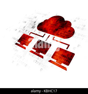 Cloud computing concept: Cloud Network on Digital background Stock Photo