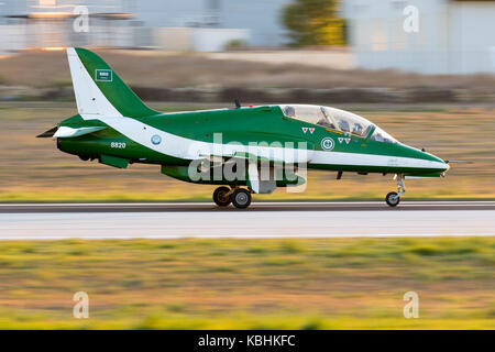 Saudi Air Force British Aerospace Hawk 65A arriving in Malta for the September Airshow. Stock Photo