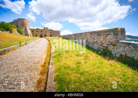 castle entrance driveway bovino - apulia - italy Stock Photo