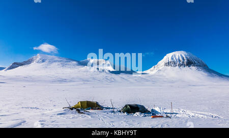 Two tunnel tents in Sarek national park Stock Photo