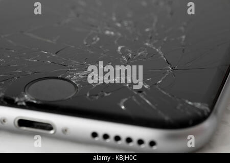 Apple iPhone 6s with broken screen Stock Photo