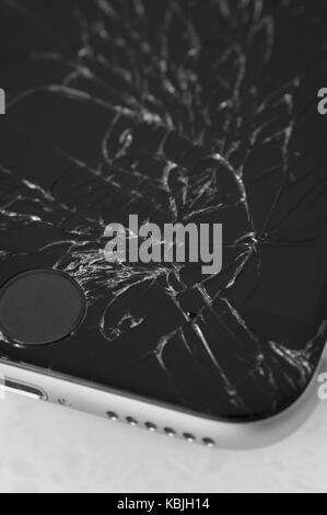 Apple iPhone 6s with broken screen Stock Photo