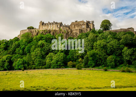 A summer view of Stirling Castle on top of the rocky hill in central Scotland Stock Photo