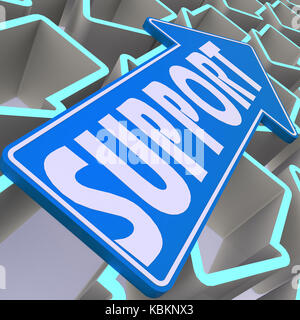 Support blue arrow image with hi-res rendered artwork that could be used for any graphic design. Stock Photo