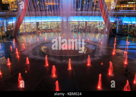SINGAPORE - AUG 22, 2017:  Light show at the Fountain of Wealth, it is the famous place in Suntec City, Singapore Stock Photo