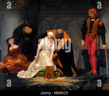 The execution of Lady Jane Grey in the Tower of London in the year 1554 - Paul Delaroche, 1833 Stock Photo