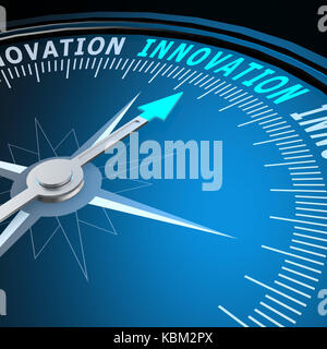 Innovation word on compass image with hi-res rendered artwork that could be used for any graphic design. Stock Photo