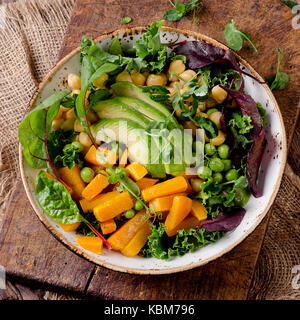 Vegetarian buddha bowl.  Balanced diet. Healthy food concept Stock Photo