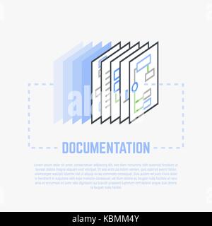 Documentation process line illustration Stock Vector